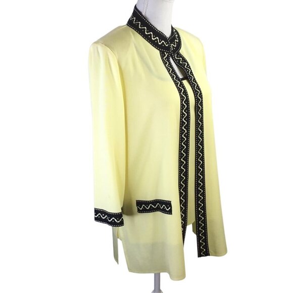 Ming Wang Cardigan Sweater Twin Set NWT Two Piece XL Knit Shell Yellow Black - Picture 3 of 14